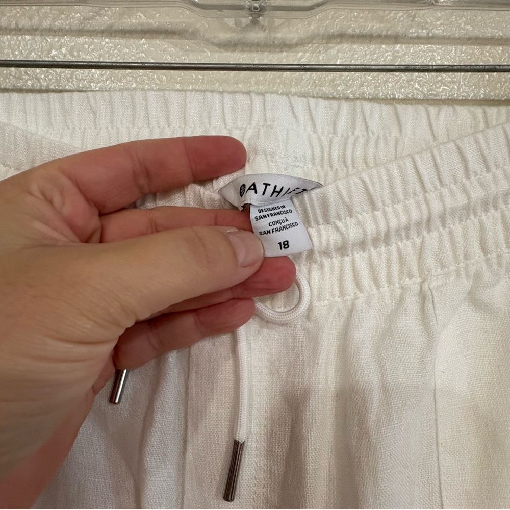 Athleta RETREAT LINEN WIDE LEG PANT, White size 18 NWT - Picture 9 of 11
